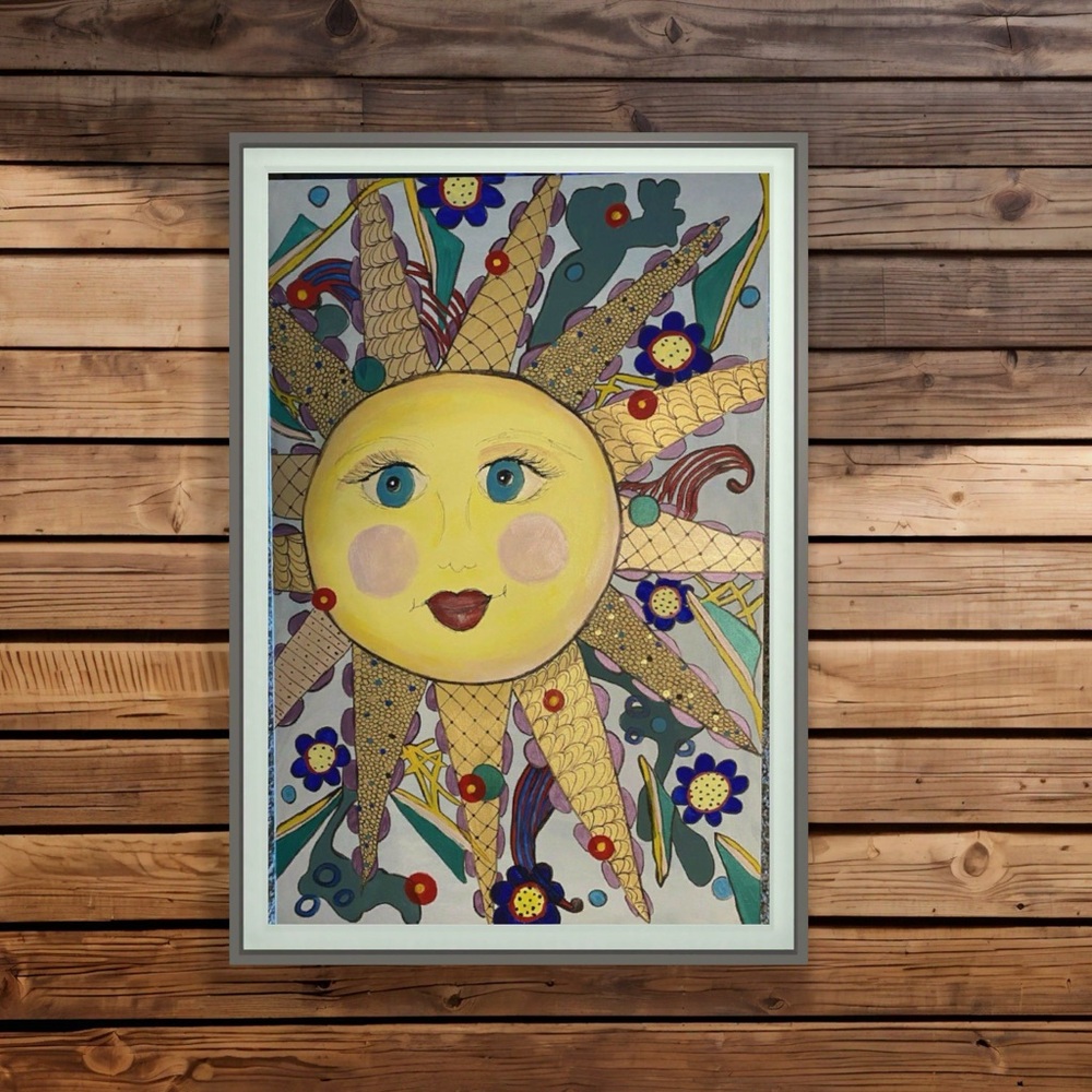 Colorful Sun Face Art Canvas
